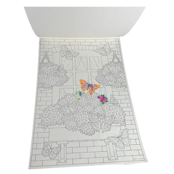 VTG Red Farm Studio Butterflies LARGE COLORING BOOK 6PG Carroza Art Attached 18" - Picture 4 of 8